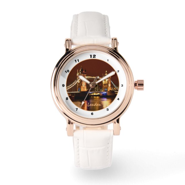 Tower Bridge、ロンドンNight, England (UK)ウォッチ 腕時計 (正面)