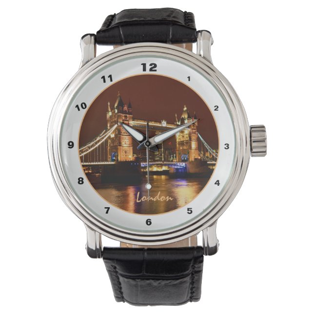 Tower Bridge、ロンドンNight, England (UK)ウォッチ 腕時計 (正面)