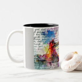 Tower Bridge, London, Sketchbook Art ツートーンマグカップ