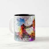 Tower Bridge, London, Sketchbook Art ツートーンマグカップ (正面左)