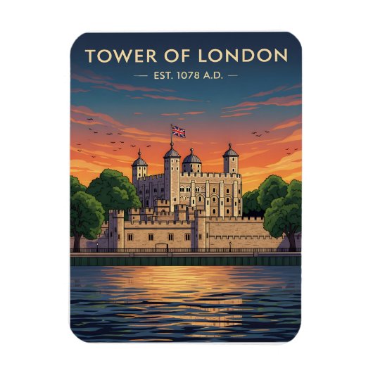 Tower of London at sunset マグネット (縦)