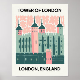 Tower of London England抽象芸術旅行フローラ ポスター