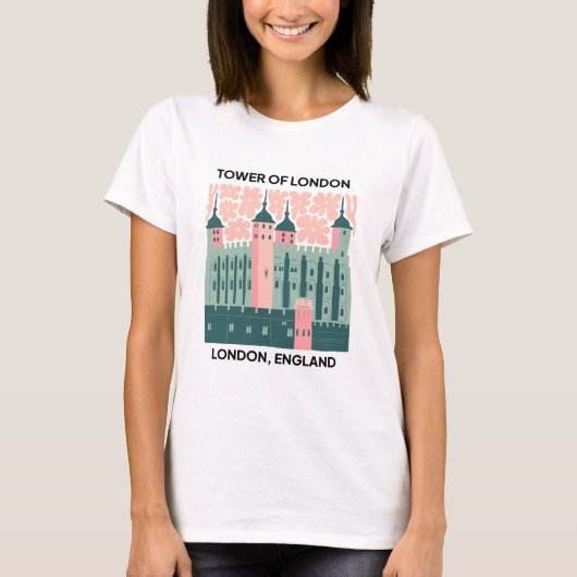 Tower of London England抽象芸術旅行フローラ Tシャツ (正面)