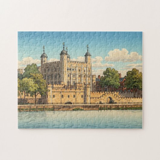 Tower of London Japanese Woodblock Print ジグソーパズル (横)