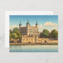 Tower of London Japanese Woodblock Print ポストカード