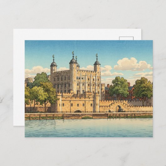 Tower of London Japanese Woodblock Print ポストカード (正面/裏面)