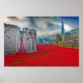 Tower of London Red Poppies England UK ポスター