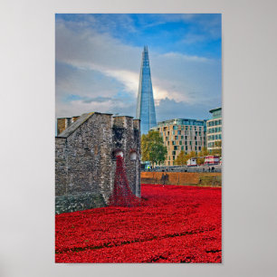 Tower of London Red Poppies England UK ポスター