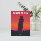 Tower of Pisa Italy Retro Sunset ポストカード (スタンド正面)