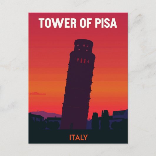 Tower of Pisa Italy Retro Sunset ポストカード (正面)