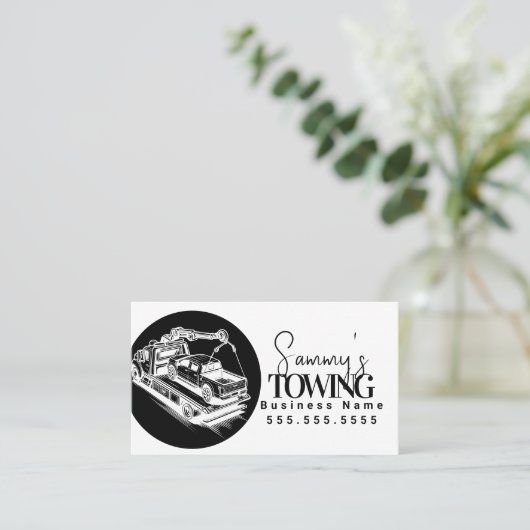Towing Services QR Code Black and White 名刺 (スタンド正面)