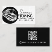 Towing Services QR Code Black and White 名刺 (正面/裏面)
