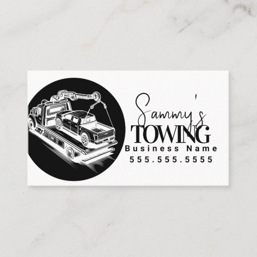 Towing Services QR Code Black and White 名刺 (正面)