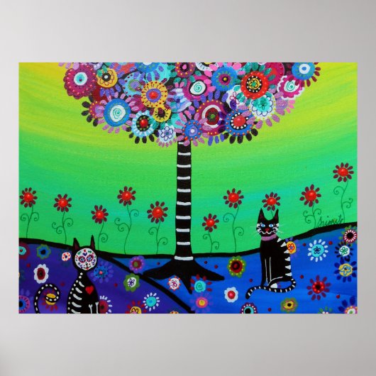 Town お洒落 Cats Day Out'絵画 by Prisarts ポスター (正面)