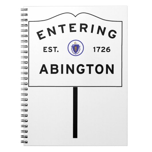 Town Entering Sign、Abington Massachusts ノートブック (正面)