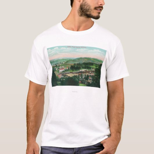 TownColfaxの空中写真、カリフォルニア Tシャツ (正面)