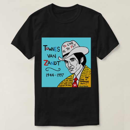 Townes van Zandt Pop Folk Art Classic T-Shirt Tシャツ (デザイン正面)