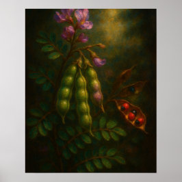 Toxic Elegance: The Rosary Pea Impressionistic Oil ポスター