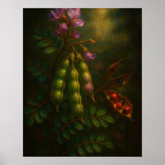 Toxic Elegance: The Rosary Pea Impressionistic Oil ポスター (正面)