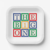 Toy Block Big One Birthday ペーパープレート (正面)