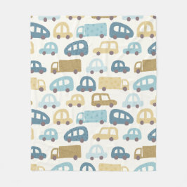 Toy Cars & Trucks | Dusty Blue Beig フリースブランケット