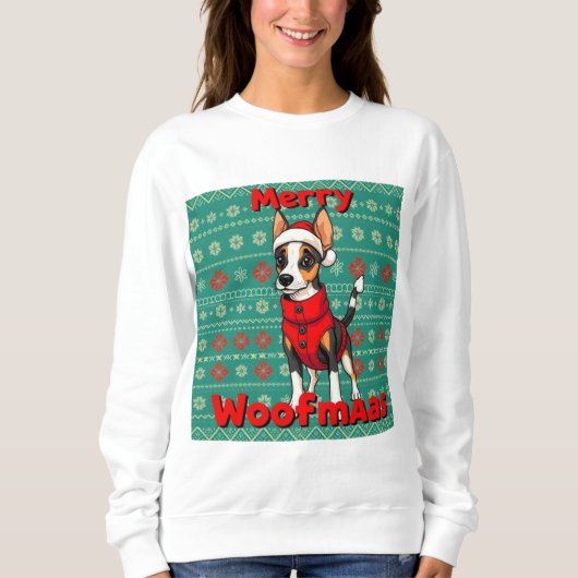 Toy Fox Terrier Merry Woofmas スウェットシャツ (正面)