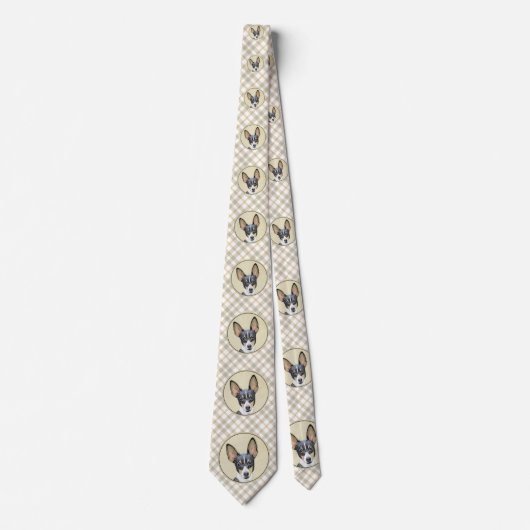 Toy Fox Terrier Painting - Cute Original Dog Art ネクタイ (正面)