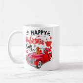Toy Odle Heart Red Truck Happy Valentine Day Dog コーヒーマグカップ (左)