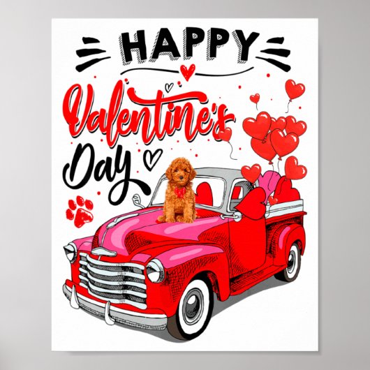 Toy Odle Heart Red Truck Happy Valentine Day Dog  ポスター (正面)