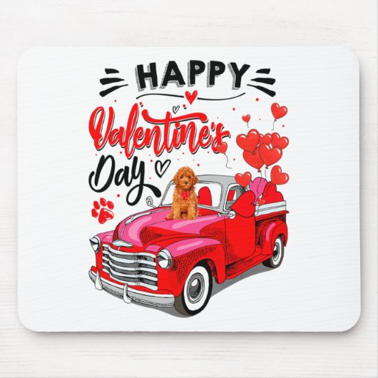 Toy Odle Heart Red Truck Happy Valentine Day Dog  マウスパッド (正面)