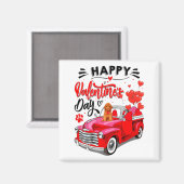 Toy Odle Heart Red Truck Happy Valentine Day Dog マグネット (正面/裏面)