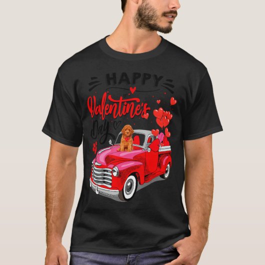 Toy Odle Heart Red Truck Happy Valentine Day Dog  Tシャツ (正面)