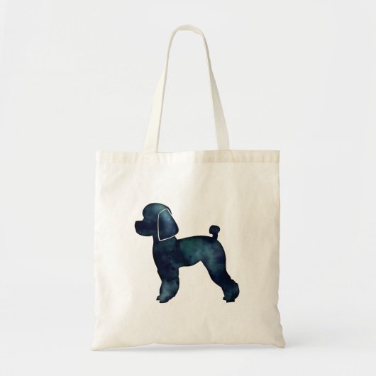 Toy Poodle Black Watercolor Silhouette トートバッグ (正面)