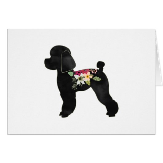 Toy Poodle Breed Boho Floral Silhouette Card (正面横)