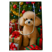 Toy Poodle Holiday Card ミディアムペーパーバッグ (裏面)