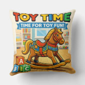 Toy rocking horse Nursery throw pillow クッション (裏面)