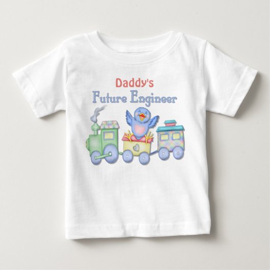 Toy Train Bluebird Future Engineerベビー – パパ ベビーTシャツ (正面)