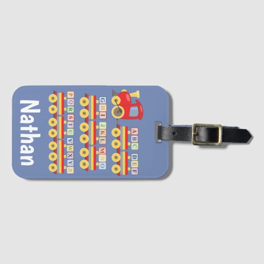 Toy Train Carrying Alphabet Blocks Personalised ラゲッジタグ (正面横)