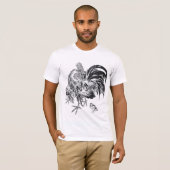 Toyohiro著Ukiyo-e Niwatoriの日本のなオンドリ Tシャツ (正面フル)