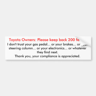 Toyotasは、保ちます バンパーステッカー