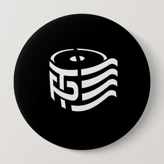 TP -トイレットペーパー-白- 缶バッジ (正面)