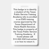 TPSTA学生IDバッジ バッジ (裏面)