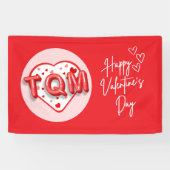 TQM - Red and Pink Hearts Happy Valentine's Day 横断幕 (横)