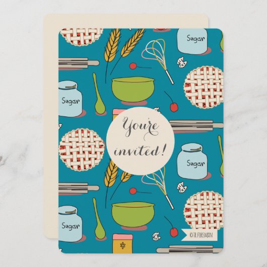 TR Forsmanによるデザートパーティーパイパターン招待状 招待状 (正面/裏面)