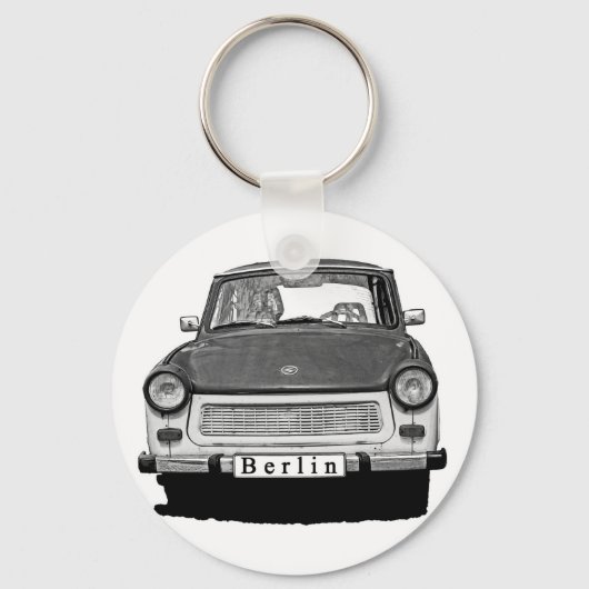 Trabant Car Front, Black and White, Berlin キーホルダー (正面)