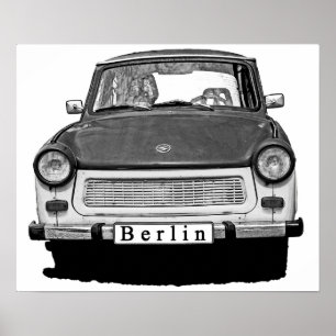 Trabant Car Front, Black and White, Berlin ポスター