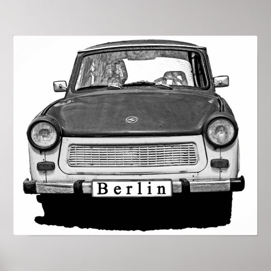 Trabant Car Front, Black and White, Berlin ポスター (正面)