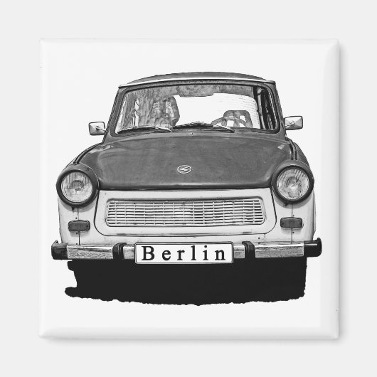 Trabant Car Front, Black and White, Berlin マグネット (正面)