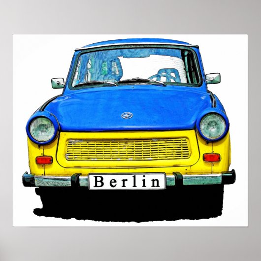Trabant Car Front, Blue & Yellow,  Berlin ポスター (正面)