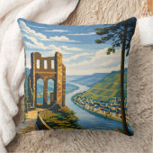 Traben-Trarbach Scenic Vintage Art  クッション (ブランケット)